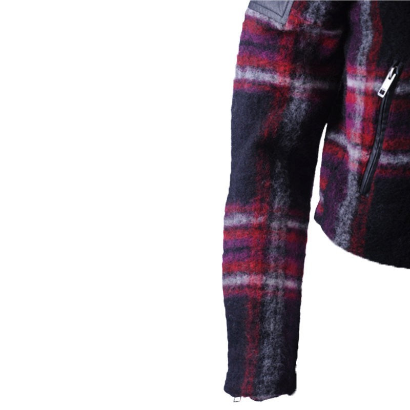 DIESEL G ERIAN 63G Womens Bomber Jacket Wool Buffalo Check Winter Outwear Coat