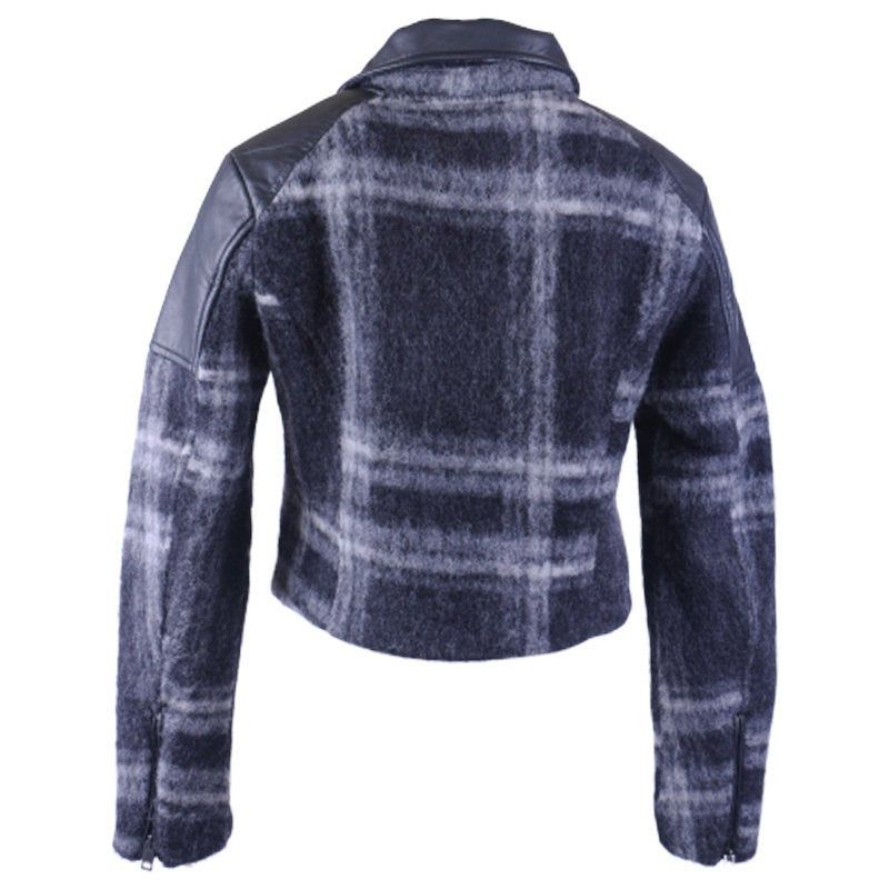 DIESEL G ERIAN 96X Womens Bomber Jacket Wool Buffalo Check Winter Outwear Coat