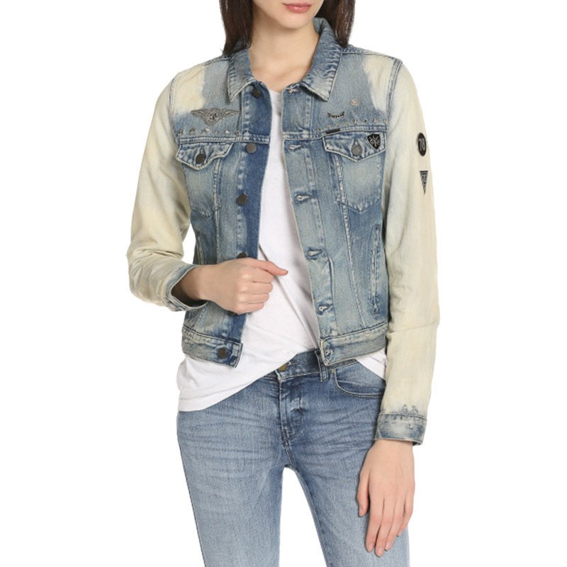 DIESEL DE WILD 0669U Womens Denim Jacket Slim Fit Faded Jeans Casual Coat Italy