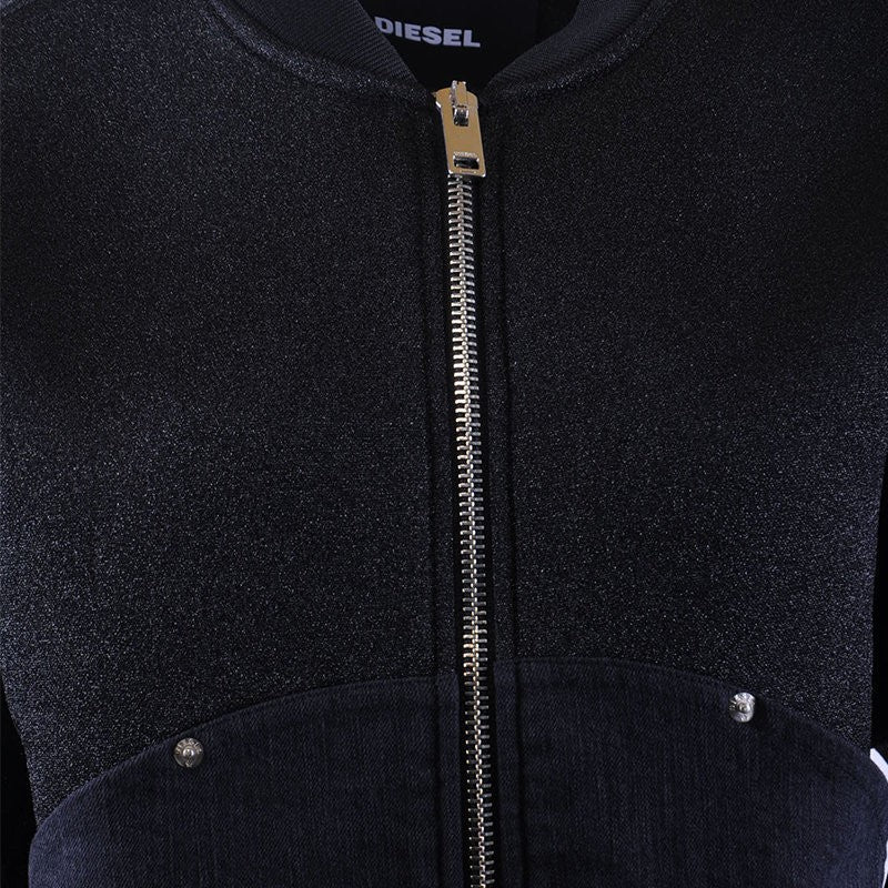 DIESEL F JONIE 900 Womens Bomber Jacket Zipped Stretch Casual Outwear Black Coat