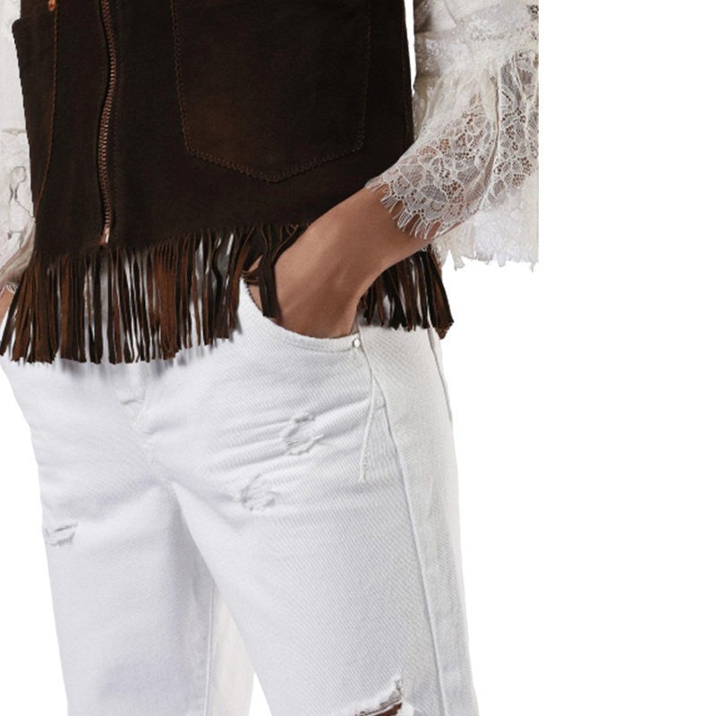 DIESEL L CHIM 7CL Womens Vest Jacket Sleeveless Leather Body Warmer Waistcoat S