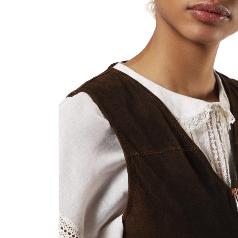 DIESEL L CHIM 7CL Womens Vest Jacket Sleeveless Leather Body Warmer Waistcoat S