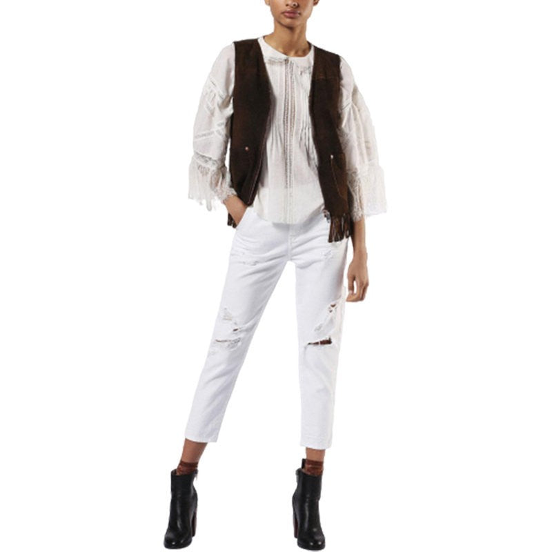 DIESEL L CHIM 7CL Womens Vest Jacket Sleeveless Leather Body Warmer Waistcoat S