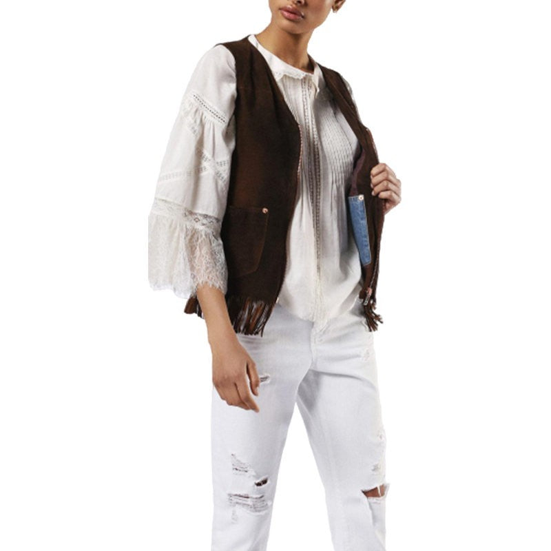 DIESEL L CHIM 7CL Womens Vest Jacket Sleeveless Leather Body Warmer Waistcoat S