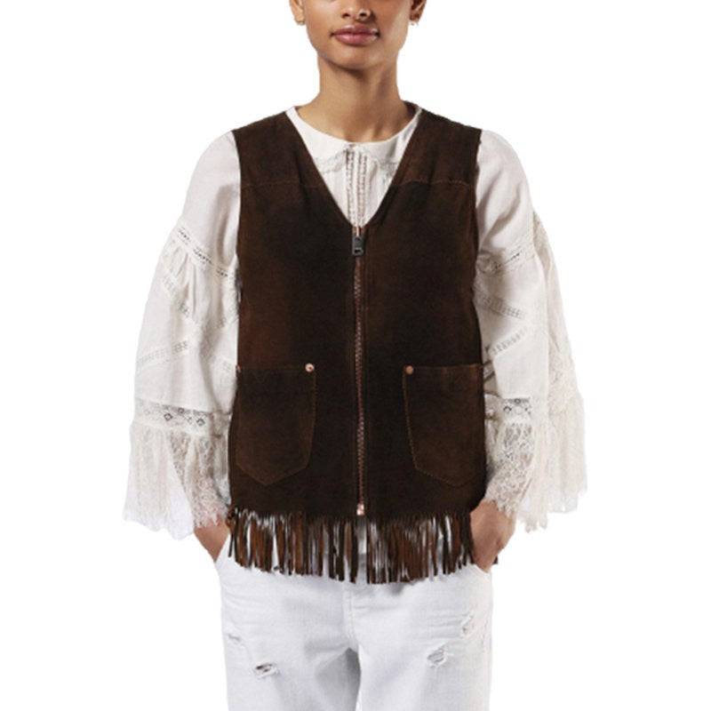 DIESEL L CHIM 7CL Womens Vest Jacket Sleeveless Leather Body Warmer Waistcoat S