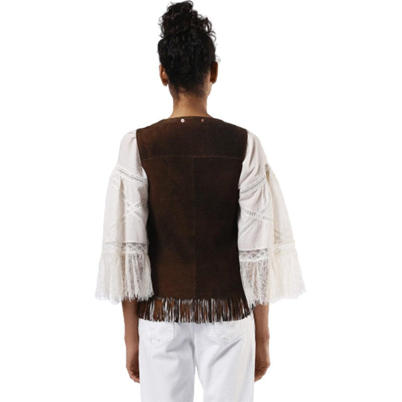 DIESEL L CHIM 7CL Womens Vest Jacket Sleeveless Leather Body Warmer Waistcoat S