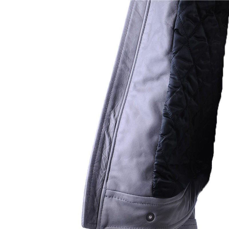 DIESEL Mens Biker Jacket Lambskin Leather Quilted Winter Outwear Coat Italy