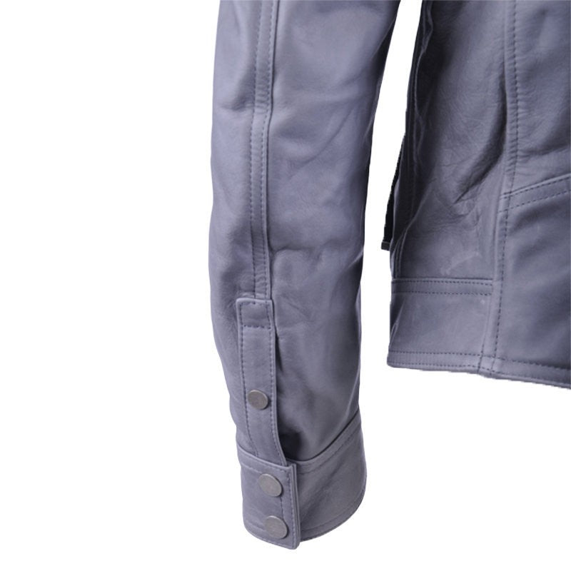 DIESEL Mens Biker Jacket Lambskin Leather Quilted Winter Outwear Coat Italy