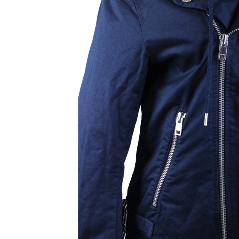 DIESEL J Machine Womens Biker Jacket Removable Hood Winter Casual Cotton Coat