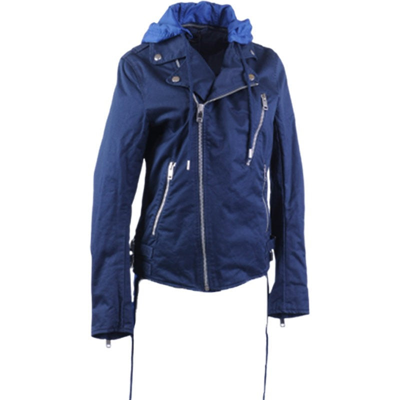 DIESEL J Machine Womens Biker Jacket Removable Hood Winter Casual Cotton Coat