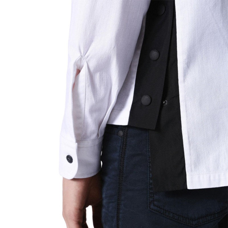 DIESEL D JODY CAMICIA Mens Bomber Neck Shirt White Slim fit Casual Long Sleeve