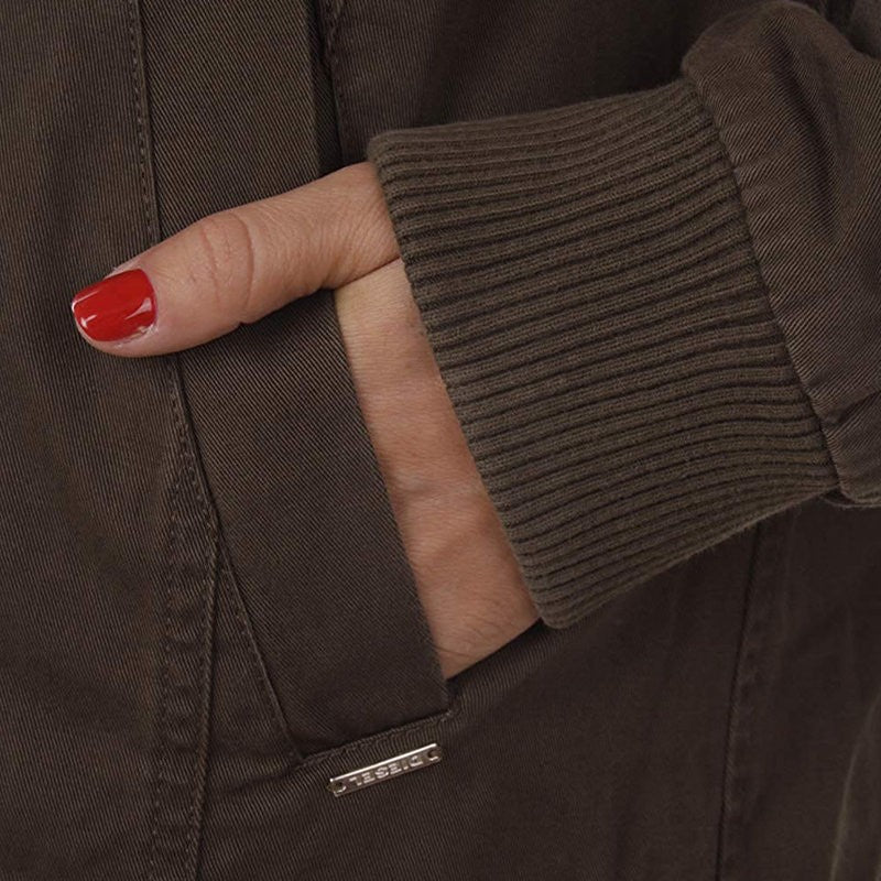 DIESEL R Brina RNKAS Womens Parka Jacket Casual Winter Military Green Long Coat