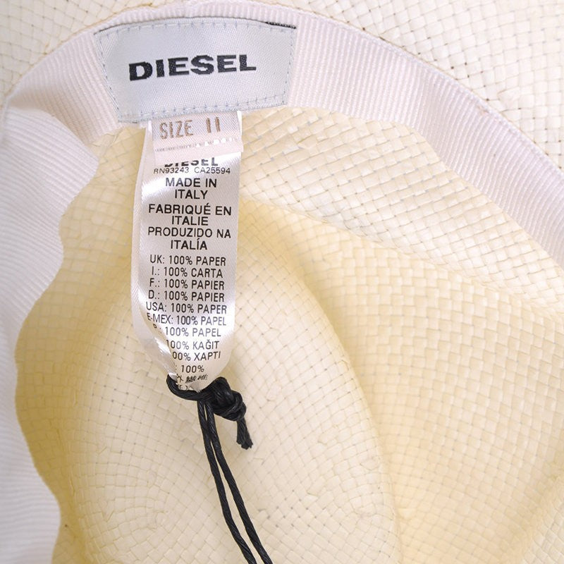 DIESEL CRUMYKO Womens Straw Fedora Cowboy Hat Band Summer Hawkins Sun Cap Italy