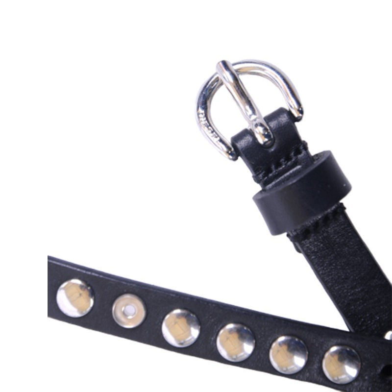DIESEL BLACK GOLD Womens Belts Ladies Black Leather Metal Beads Stud Waist Belts