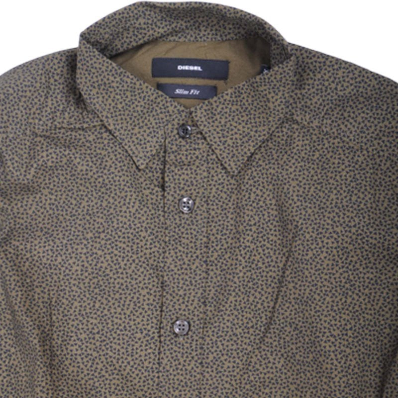 DIESEL S WEGEE 0GAPB Mens Shirt Long Sleeve Casual Summer Cotton Shirt Olive