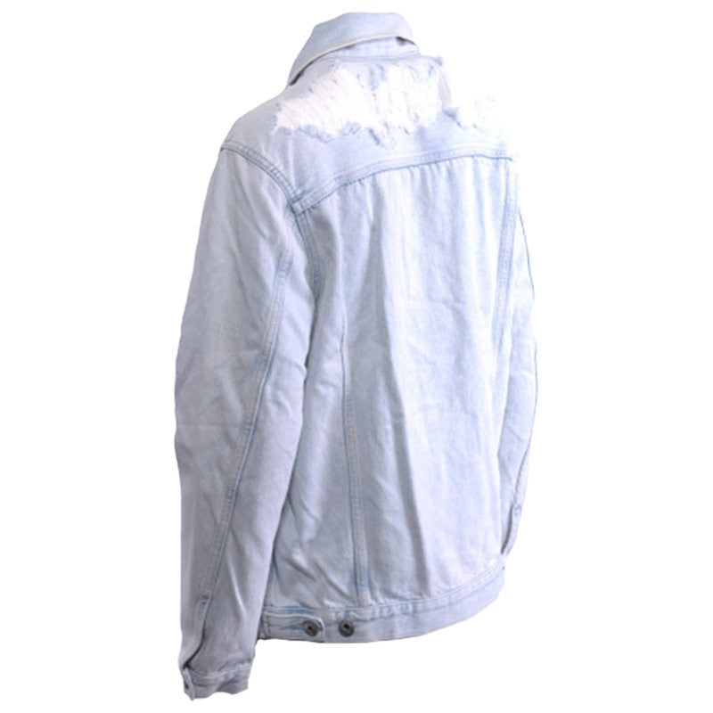 DIESEL DE VISE 084IR Womens Trucker Jacket Distress Long Sleeve Denim Coat Blue