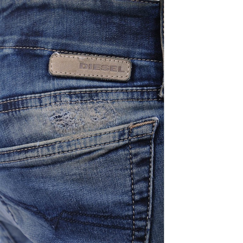 DIESLE GREPEE NE 0607W Womens Denim Sweat Jogg Jeans Distressed Slim Fit Skinny