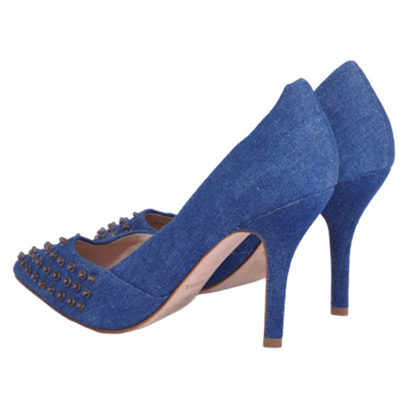 DIESEL ATOMIC BLONDIE PIC Womens High Heels Denim Blue Slip On Pump Shoes RP-190