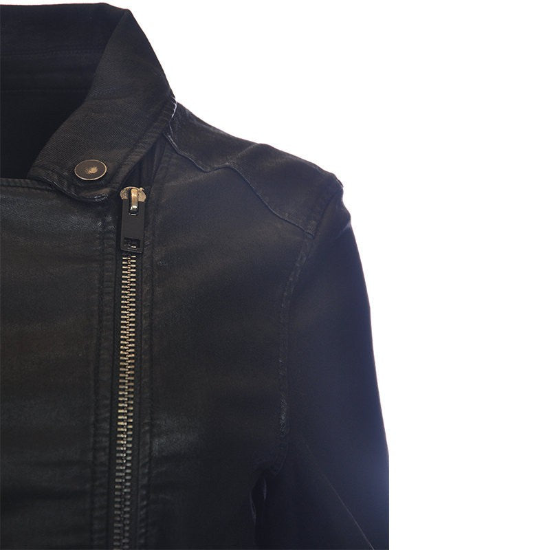 DIESEL KERBI 0849R Womens Jacket Wax Coated Denim Jeans Zipped Casual Coat Black