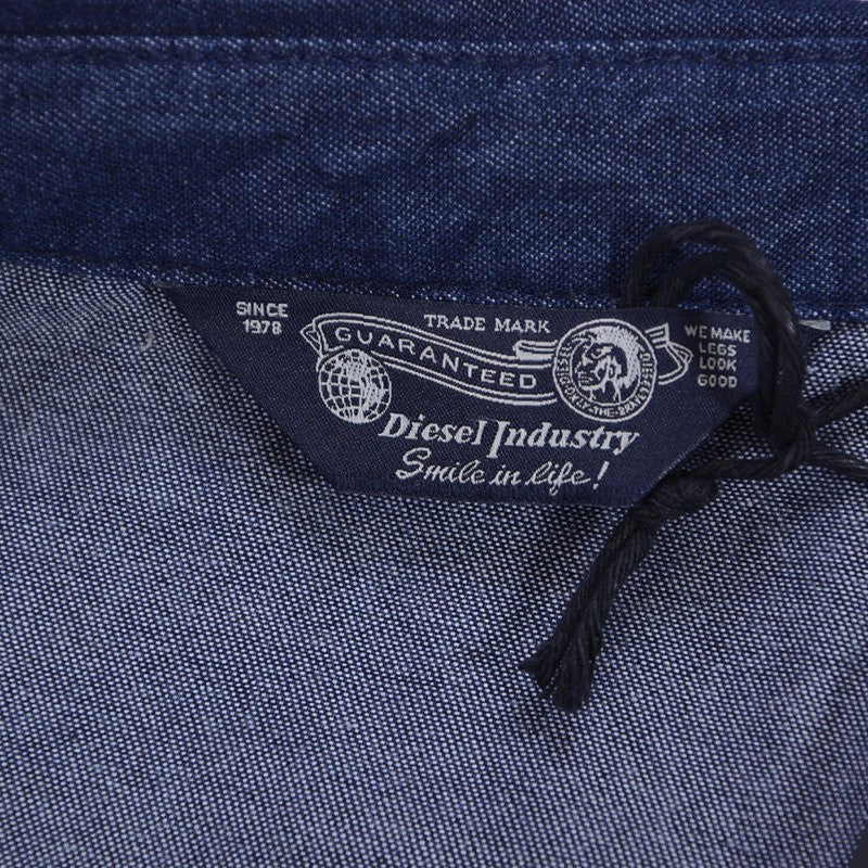 DIESEL NEW SONORA E 0BAMP Mens Denim Shirt Long Sleeve Casual Plain Blue Shirt