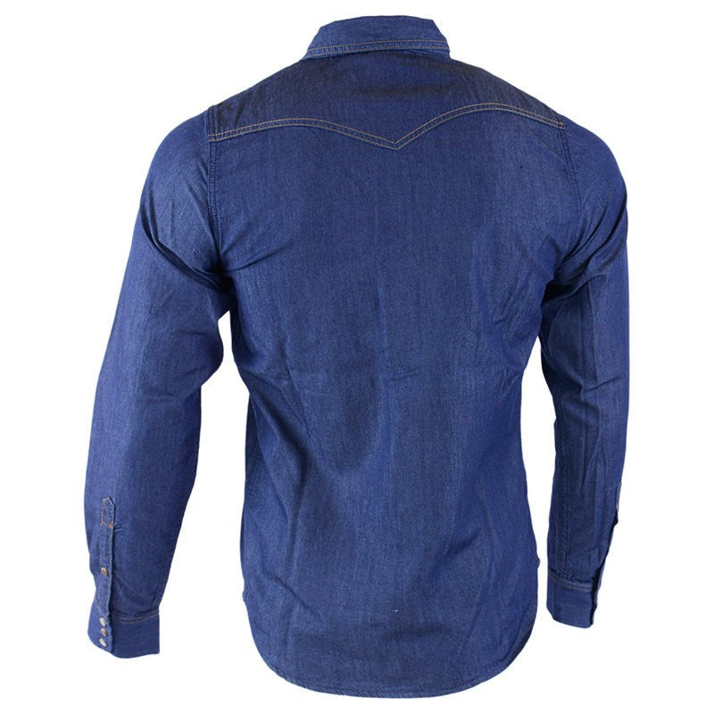 DIESEL NEW SONORA E 0BAMP Mens Denim Shirt Long Sleeve Casual Plain Blue Shirt