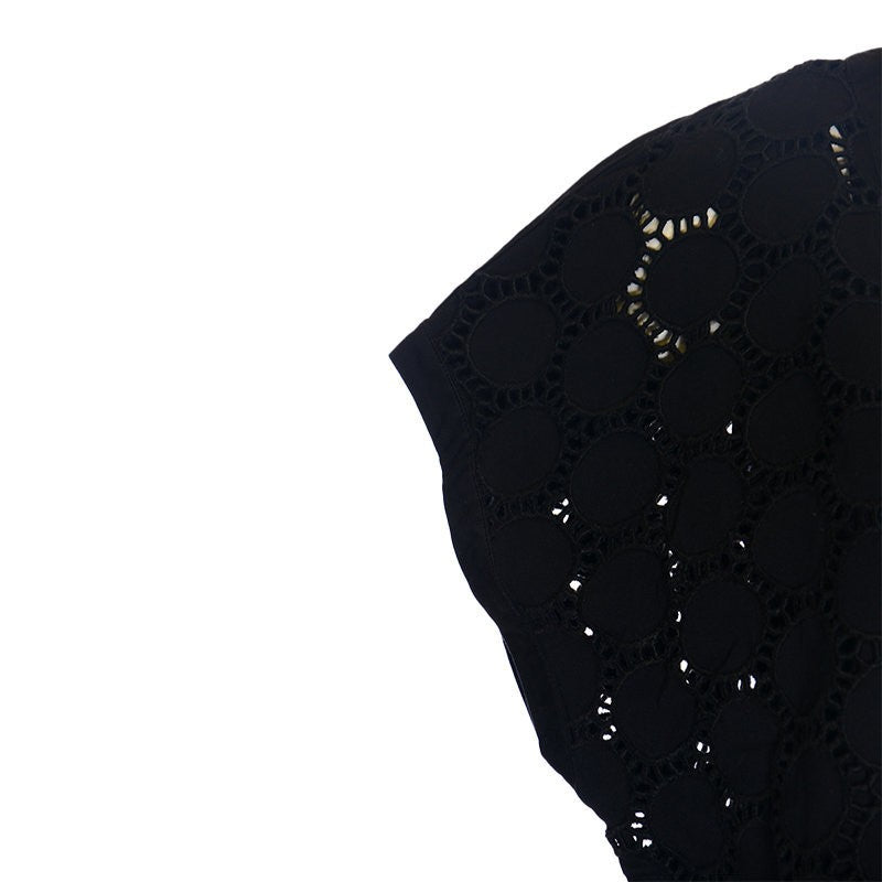 DIESEL BLACK GOLD DIKIE BITO BGFFK Womens Dress Maxi Long Short Sleeve Black Top