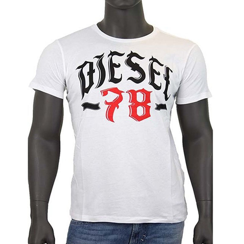 DIESEL T LONAD 0091B Mens T Shirt Crew Neck Short Sleeve Casual Cotton Tee White