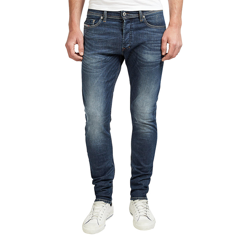 DIESEL TEPPHAR 0853R Mens Denim Jeans Stretch Slim Fit Carrot Leg Button Blue