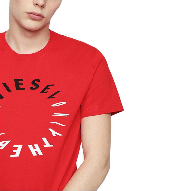 DIESEL T DIEGO Y2 Mens T-Shirt Short Sleeve Crew Neck Tee Casual Red Cotton Tops