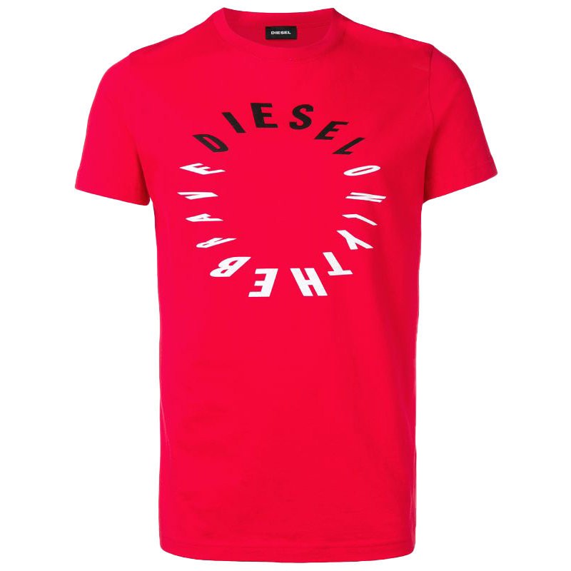 DIESEL T DIEGO Y2 Mens T-Shirt Short Sleeve Crew Neck Tee Casual Red Cotton Tops