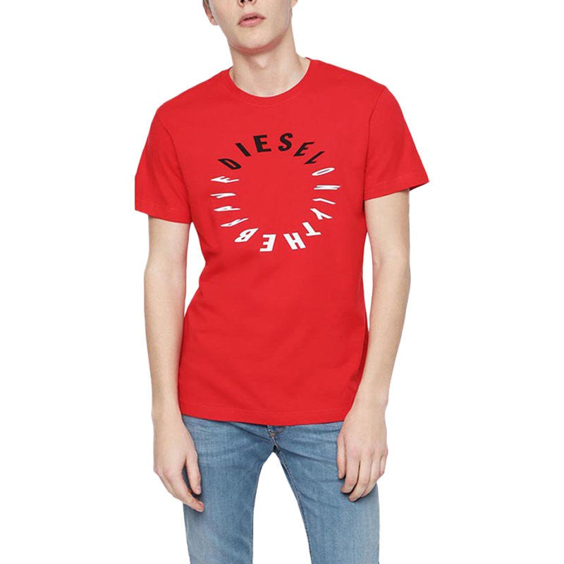 DIESEL T DIEGO Y2 Mens T-Shirt Short Sleeve Crew Neck Tee Casual Red Cotton Tops