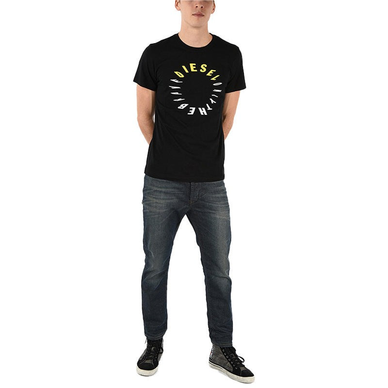 DIESEL T DIEGO Y2 Mens T-Shirt Short Sleeve Crew Neck Tees Casual Black Tops