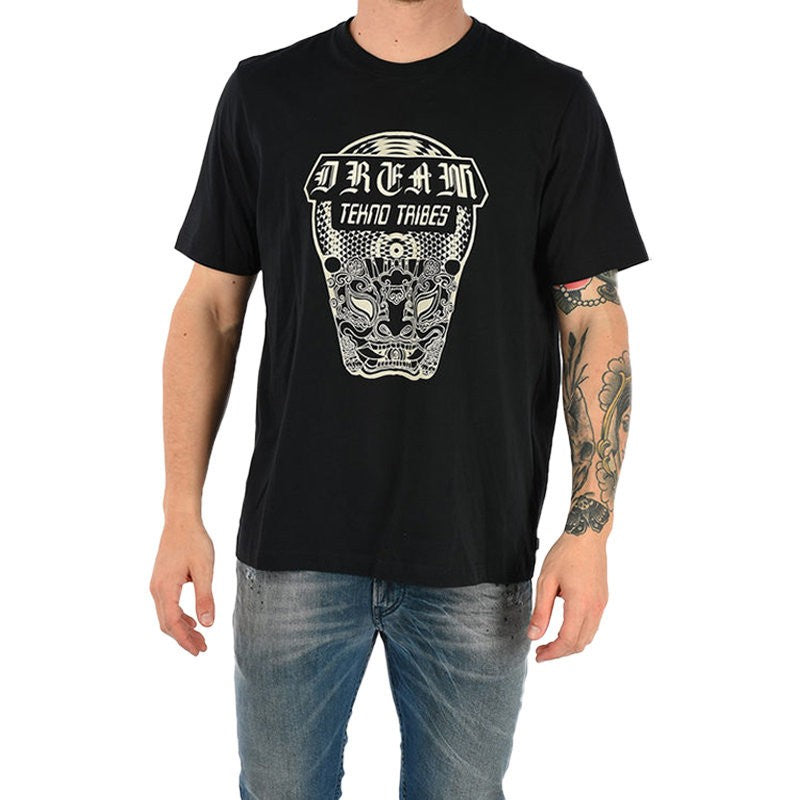 DIESEL T JUST WN Mens T Shirts Short Sleeves Crew Neck Casual Cotton Black Tees