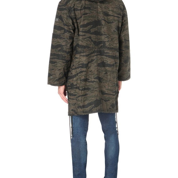 DIESEL J TIGER Mens Hoody Puffer Jacket Camouflage Winter Outwear Khaki Overcoat