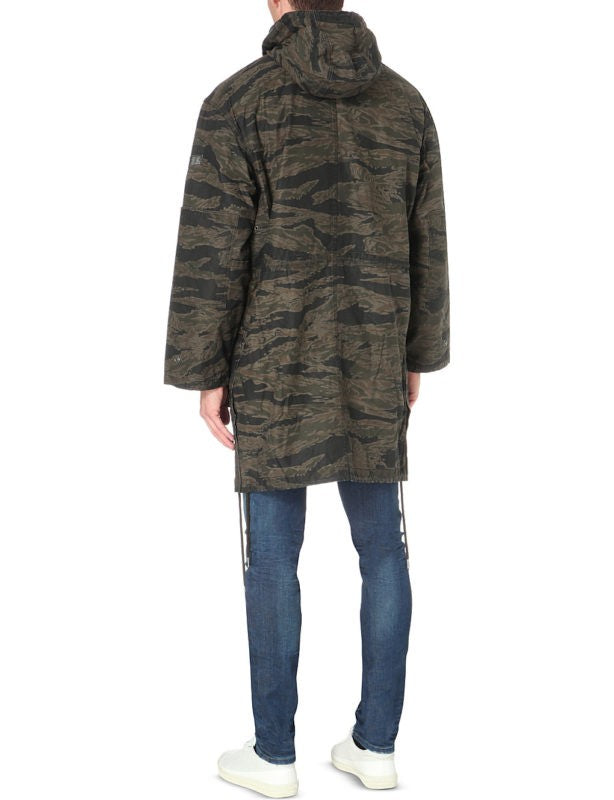 DIESEL J TIGER Mens Hoody Puffer Jacket Camouflage Winter Outwear Khaki Overcoat