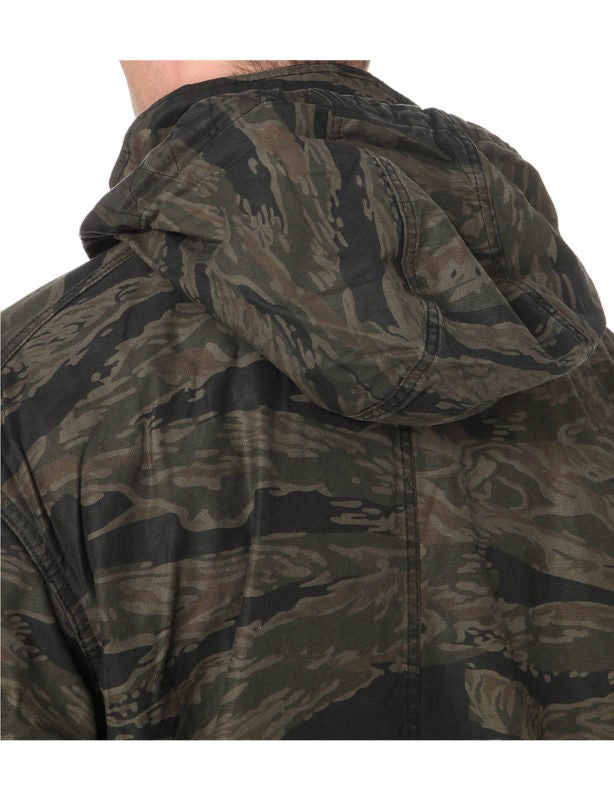 DIESEL J TIGER Mens Hoody Puffer Jacket Camouflage Winter Outwear Khaki Overcoat