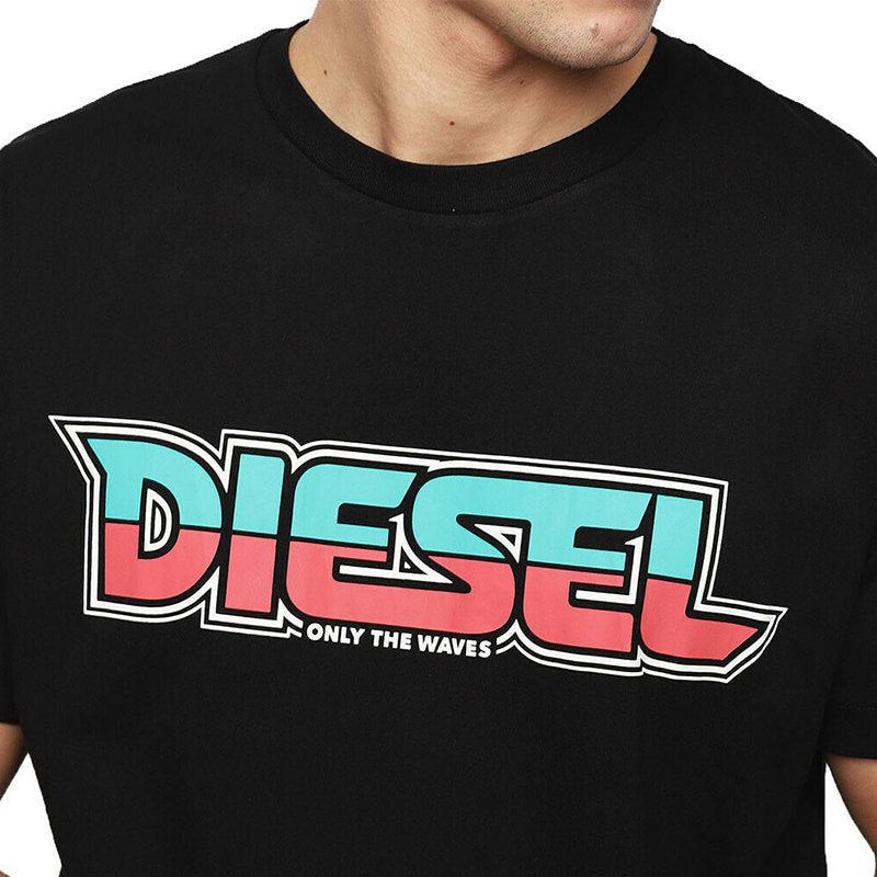 DIESEL BMOWT JUST B Mens T Shirt Crew Neck Short Sleeves Casual Summer Black Tee