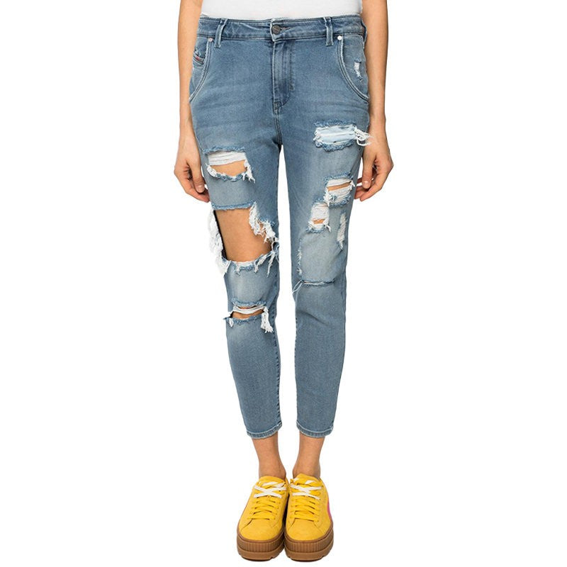 DIESEL FAYZA 084NU EVO Womens Denim Jeans Distressed Lyocell Casual Narrow Pants