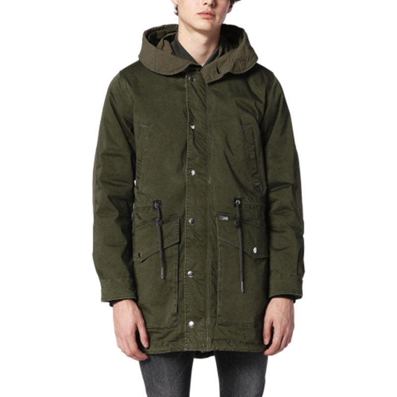 DIESEL W DIVISION 5AV Mens Parka Jacket Casual Winter Long Hooded Military Coat