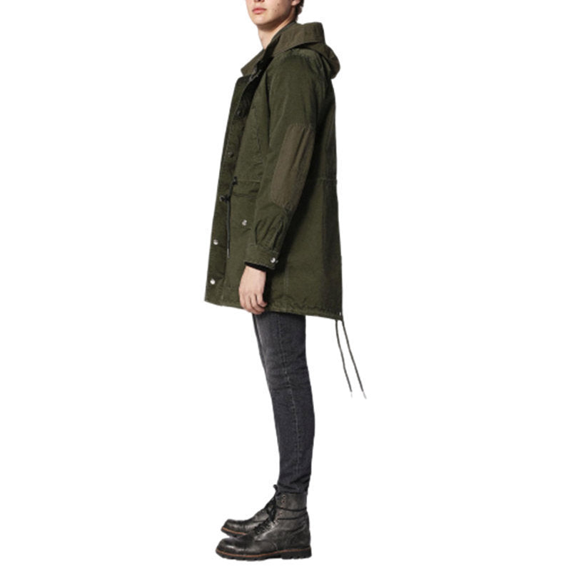 DIESEL W DIVISION 5AV Mens Parka Jacket Casual Winter Long Hooded Military Coat