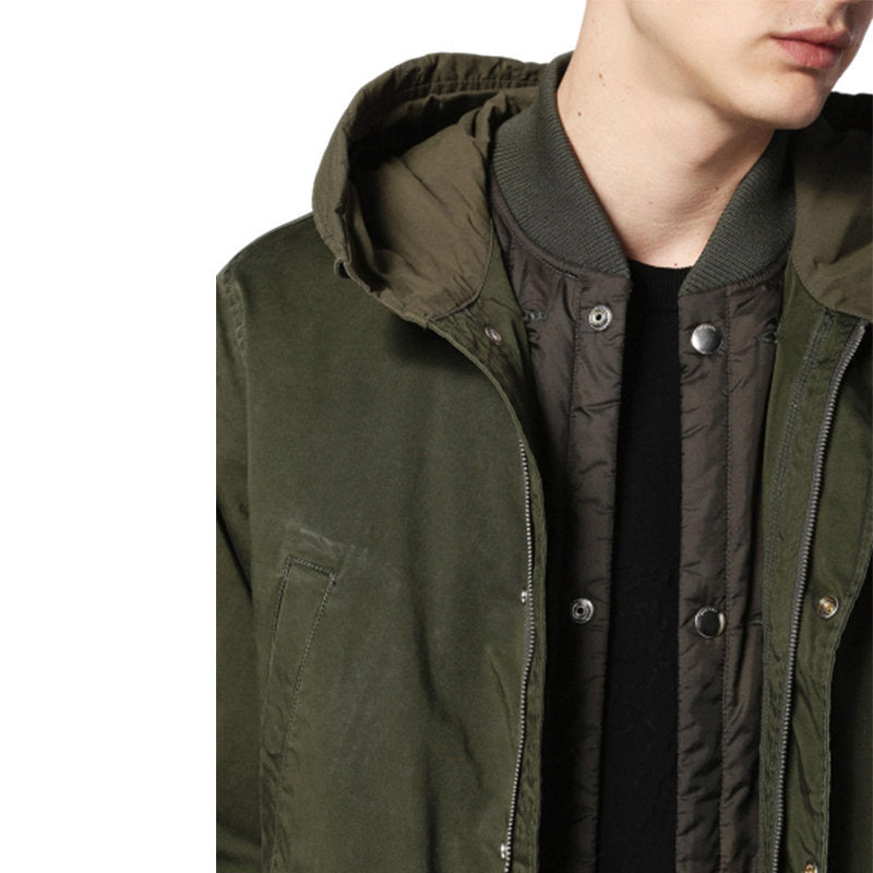 DIESEL W DIVISION 5AV Mens Parka Jacket Casual Winter Long Hooded Military Coat