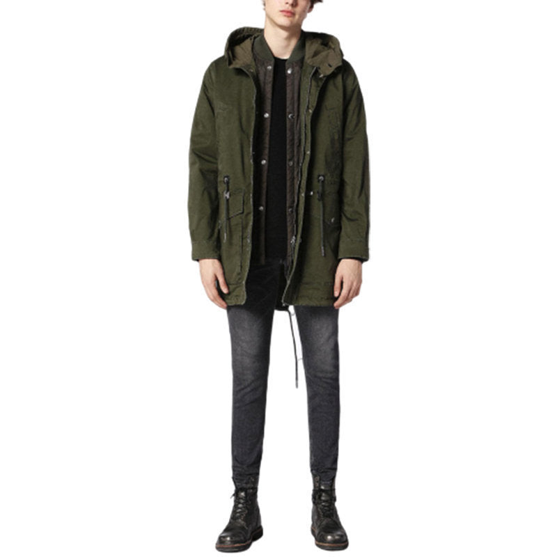 DIESEL W DIVISION 5AV Mens Parka Jacket Casual Winter Long Hooded Military Coat