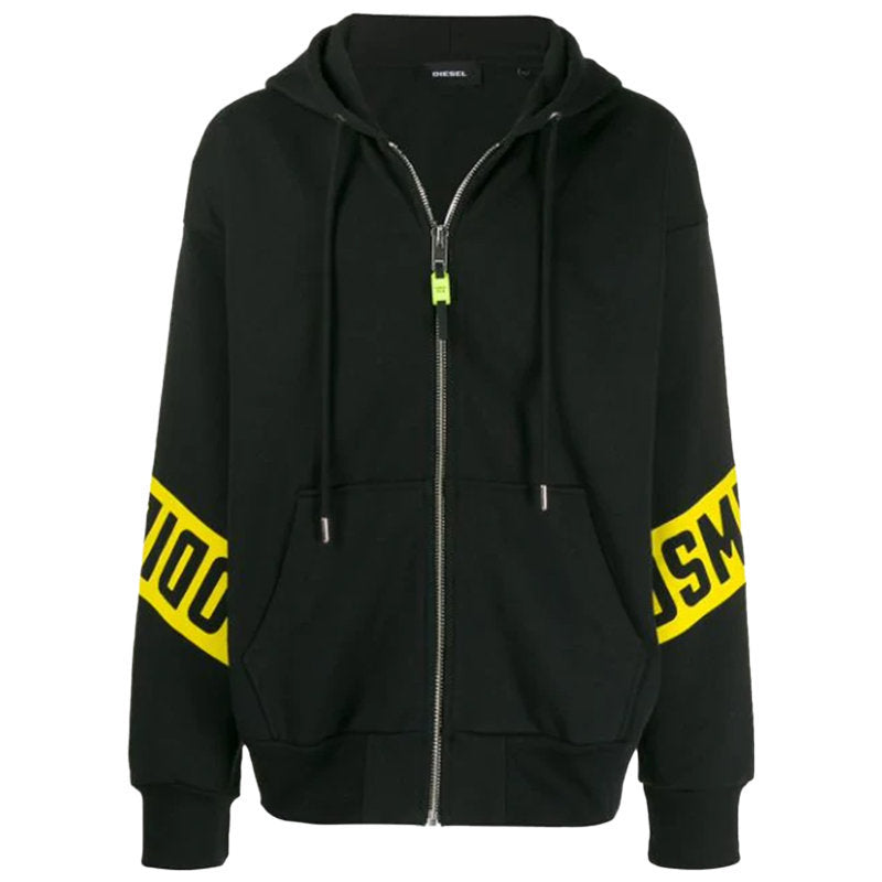DIESEL S ALBY ZIP FELPA Men Hoodies Full Zip Casual Black Hooded Sweatshirt XS-M