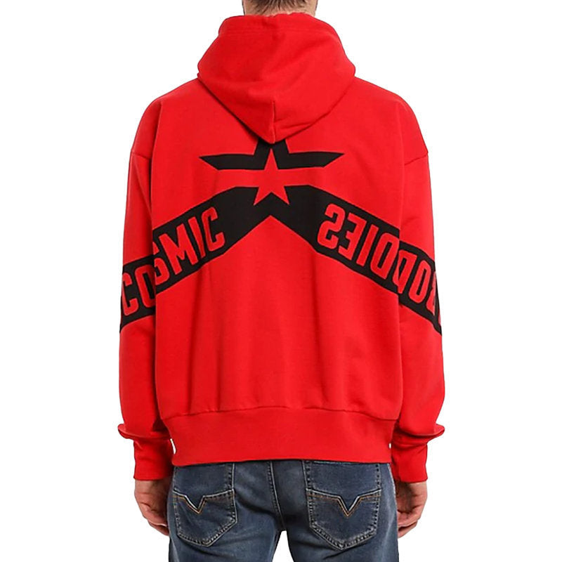 DIESEL S ALBY ZIP FELPA Men Hoodies Full Zip Red Top Casual Hooded Sweatshirt XS