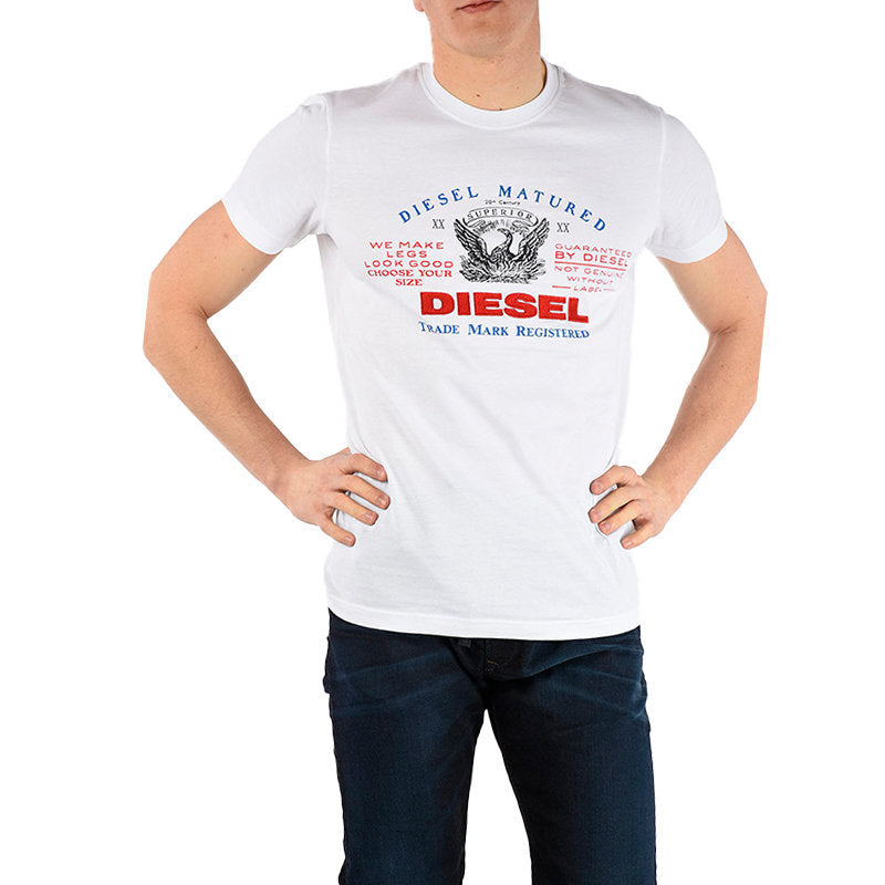 DIESEL T LOGYS HEMD Mens T Shirts Crew Neck Short Sleeve Casual White Cotton Tee