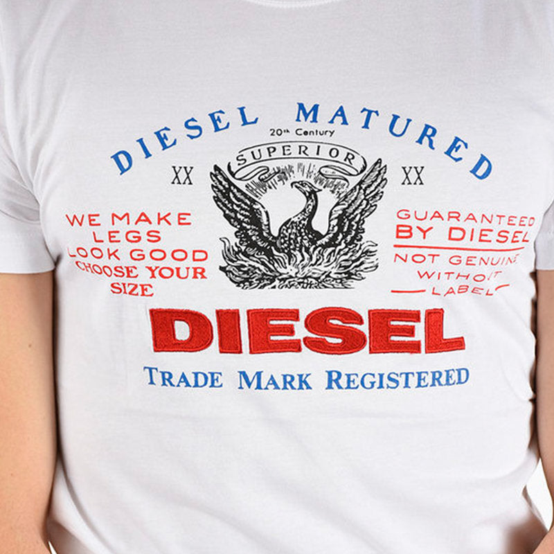 DIESEL T LOGYS HEMD Mens T Shirts Crew Neck Short Sleeve Casual White Cotton Tee