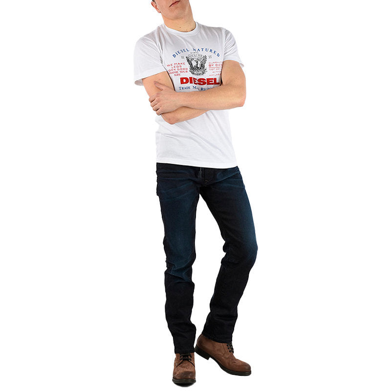 DIESEL T LOGYS HEMD Mens T Shirts Crew Neck Short Sleeve Casual White Cotton Tee