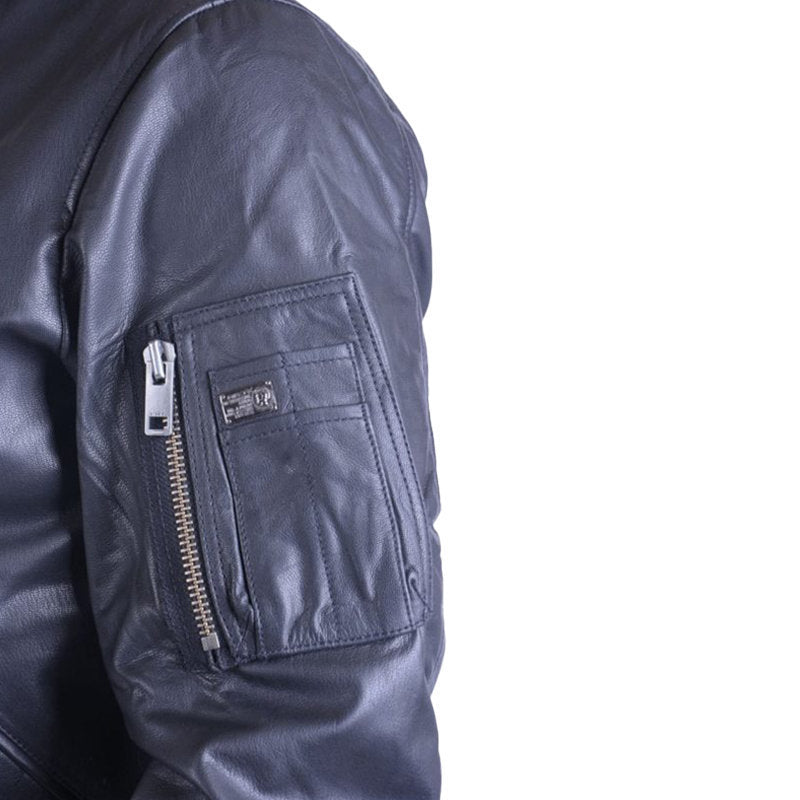 DIESEL L PARKER Mens Bomber Jacket Black Zipped Casual Quilted Leather Jacket