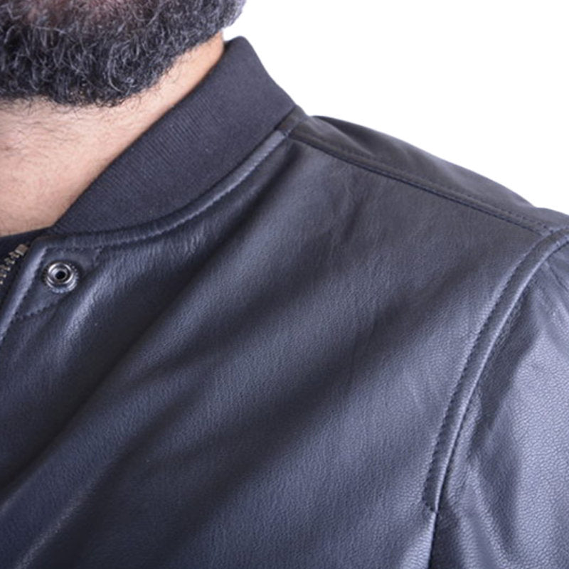 DIESEL L PARKER Mens Bomber Jacket Black Zipped Casual Quilted Leather Jacket