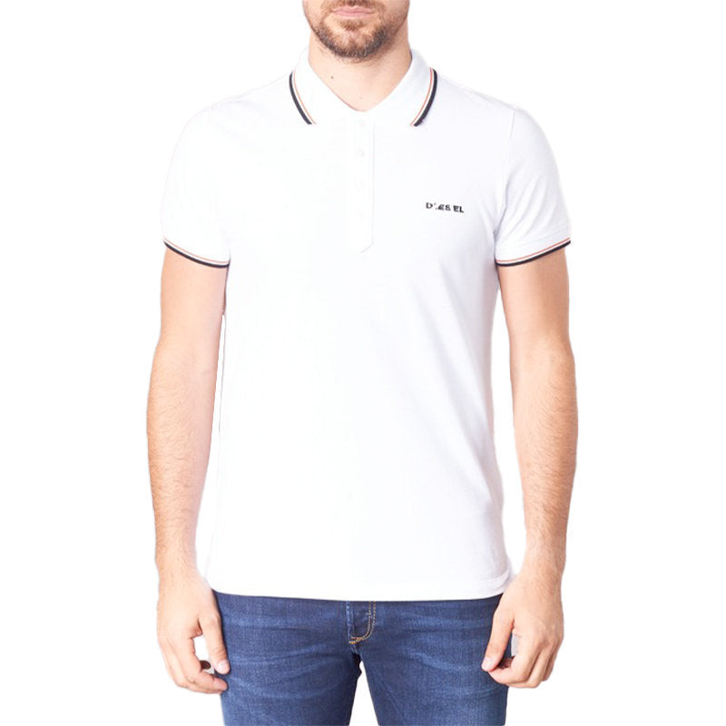 DIESEL T RANDY BROKEN Mens Polo T Shirts Short Sleeve White Cotton Golf Tee S-XL